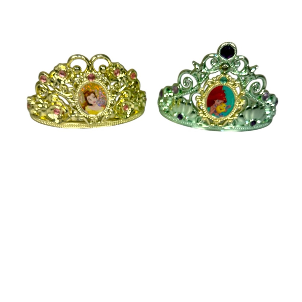 Disney Princess Belle Beauty & The Beast and The Little Mermaid Ariel Tiaras Lot - Picture 3 of 5